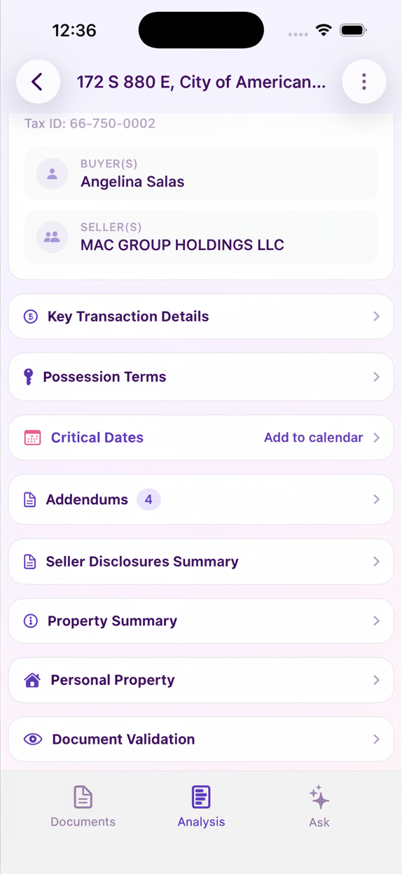 Closed transaction screenshot